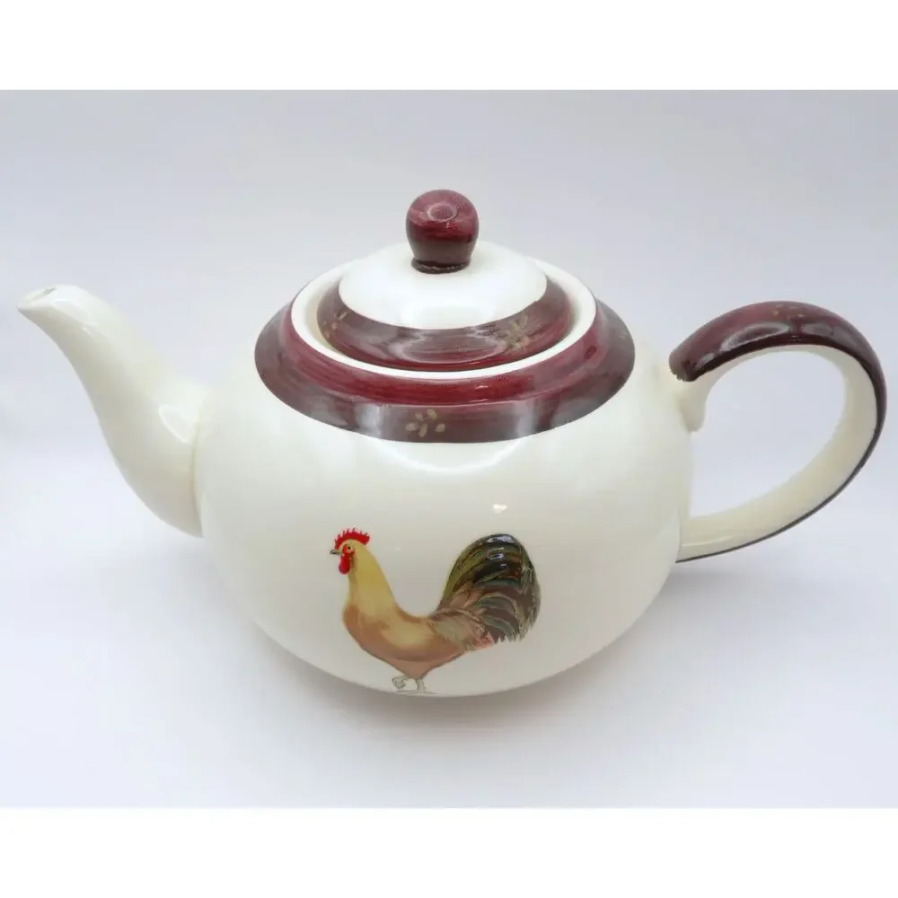 Creative Tops Old Farm House Rooster Chicken Ceramic Teapot Country Kitchen Lid